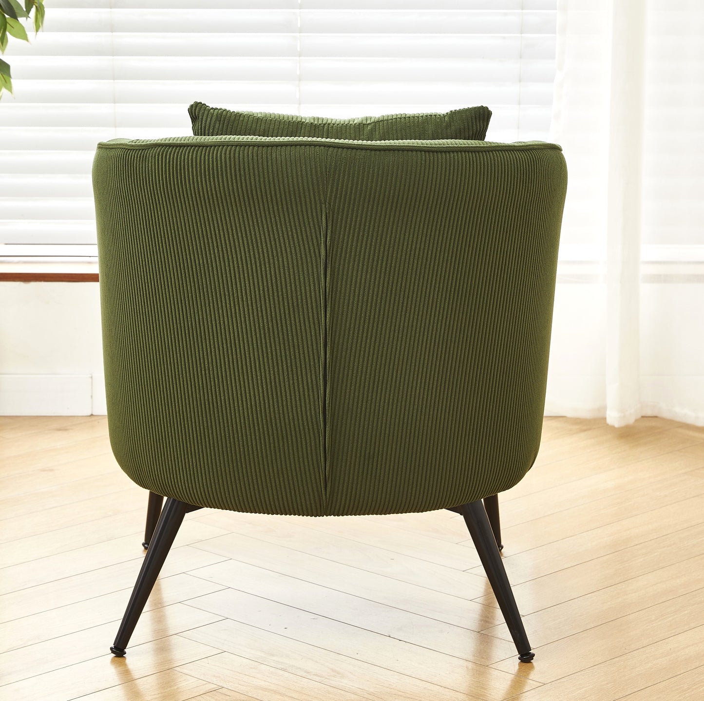 Velvet Accent Chair With Pillow, Modern Upholstered Armchair Metal