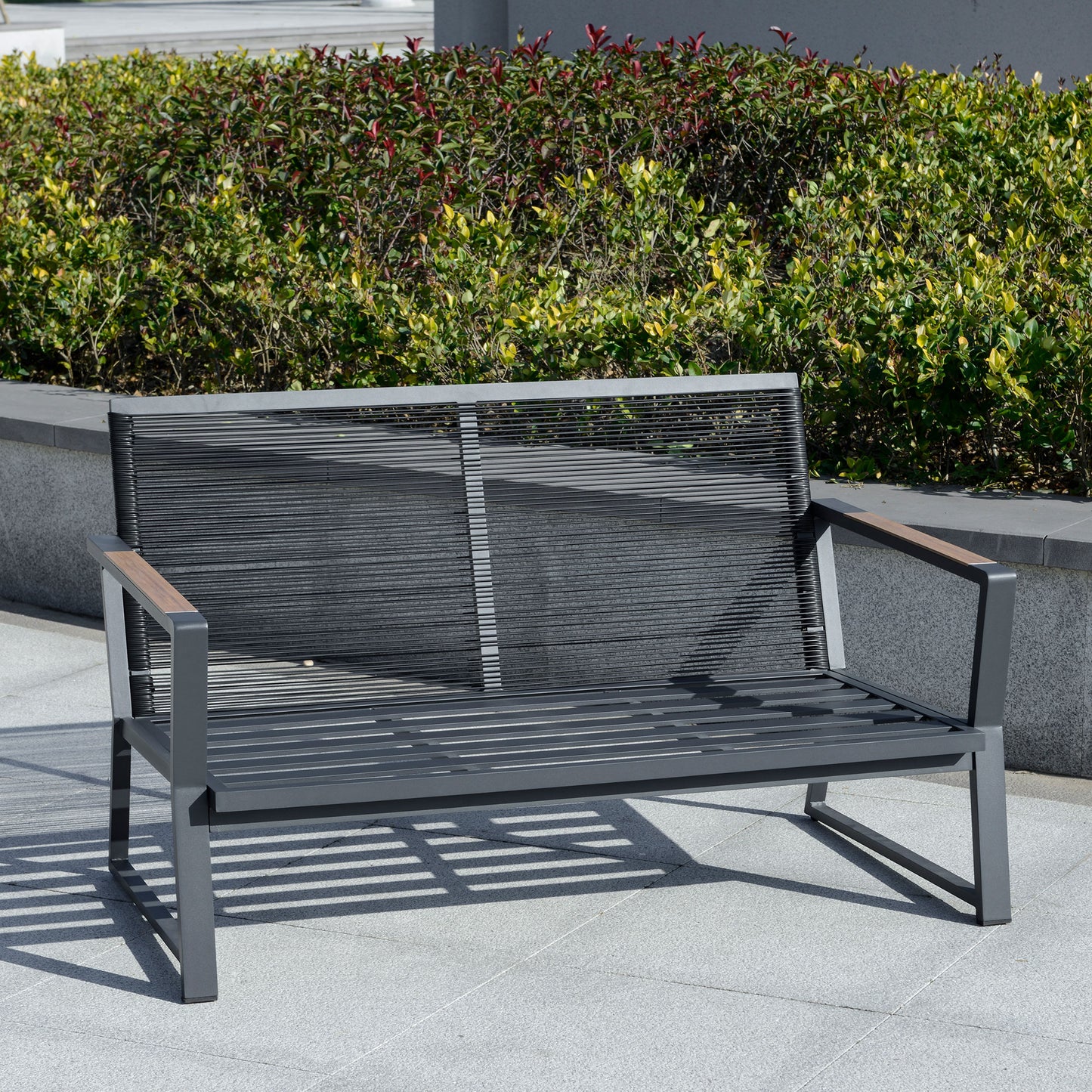4-Piece Outdoor Furniture Set - Aluminum Sofa & Coffee Table - Dark Grey