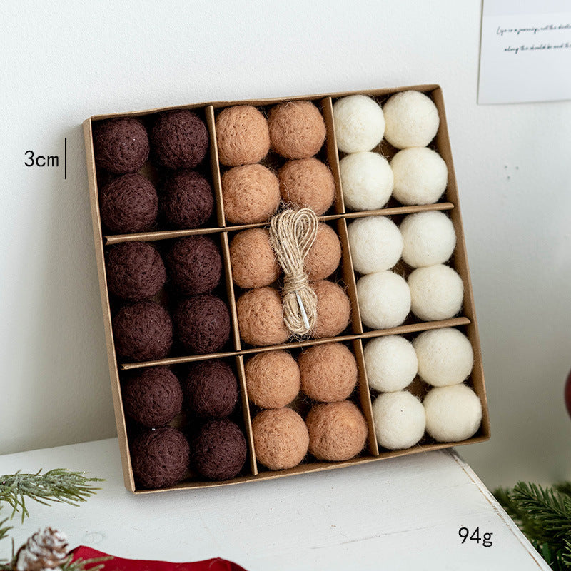 Christmas Wool Felt Snowflake Ball Pendant Set - Festive Home Decor