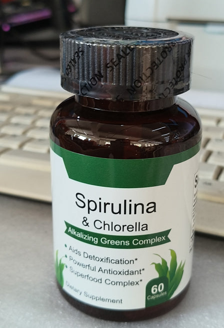 Chlorella Spirulina Dietary Capsules for Detox and Energy - 60 or 120 Count