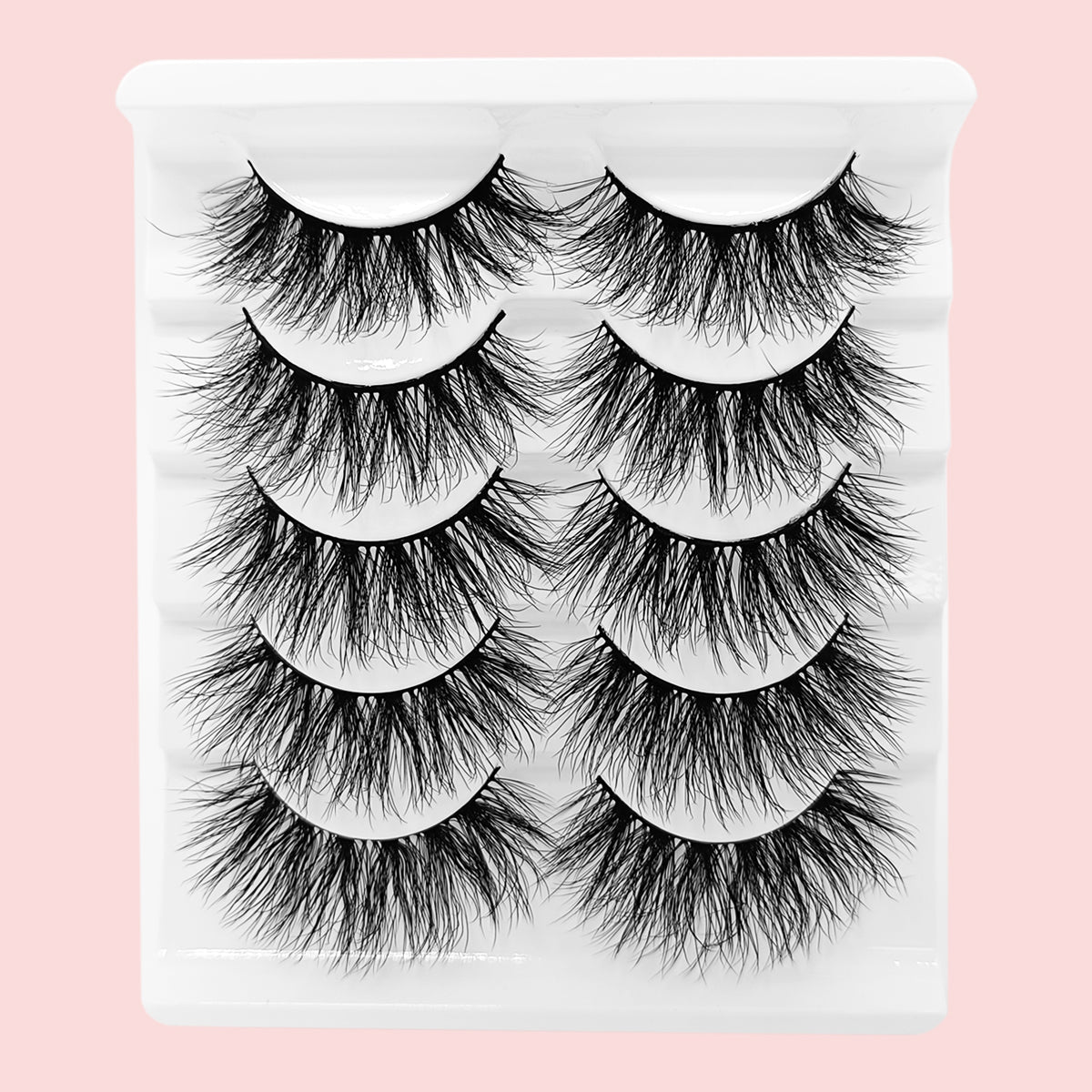 3D Faux Mink False Eyelashes - Voluminous Fluffy Cluster Style, 5 Pairs