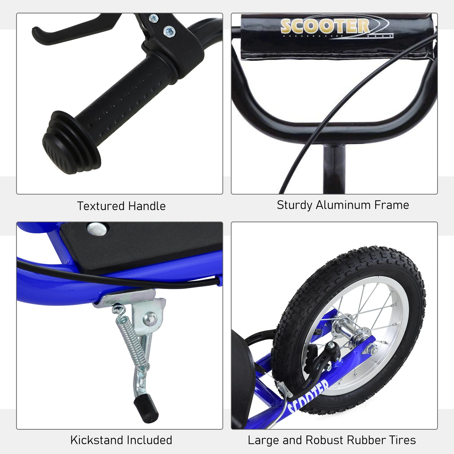 Kids Blue Kick Scooter with Adjustable Handlebar & Dual Brakes