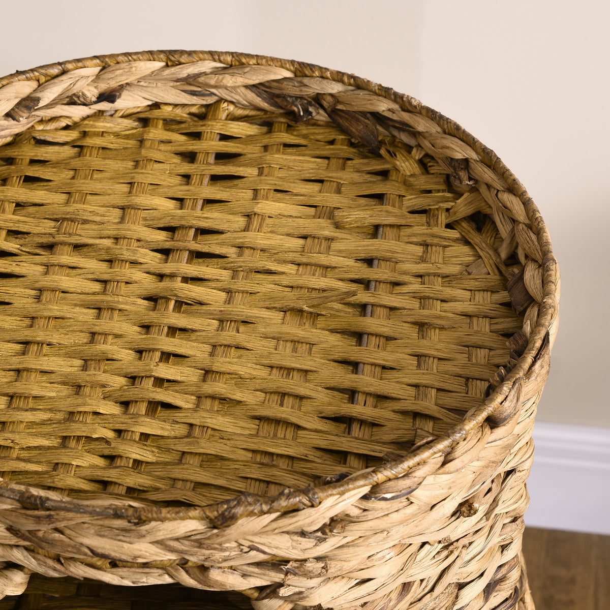 Elevated Cat Bed with Hideaways - 3-Story Indoor Kitty Tower, Water Hyacinth