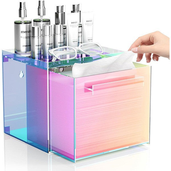 Wall-Mounted Acrylic Facial Towel Storage Box with Drawer - Dispenser Organizer for Disposable Towels