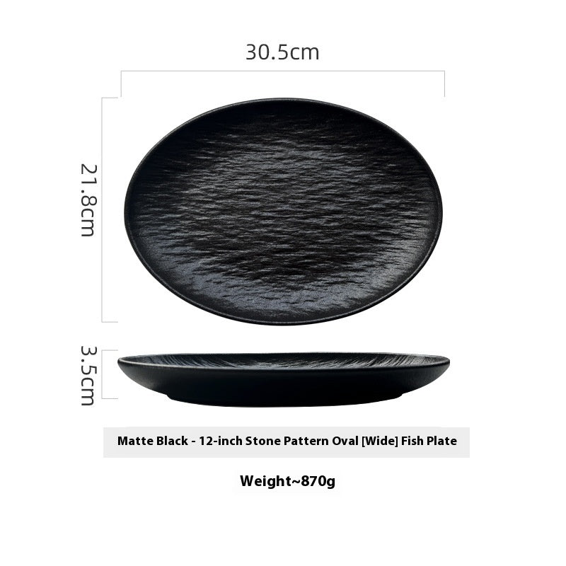 Ceramic Oval Fish Dish - Quicksand White, 10-14 Inch Kitchen Serveware
