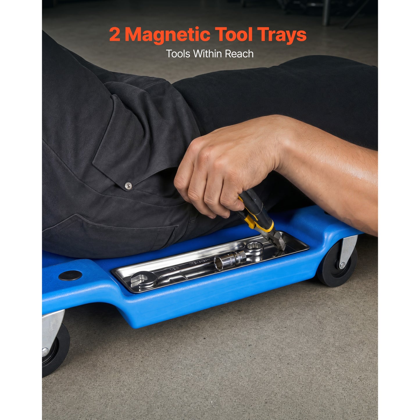 Mechanic Creeper with LED Light, Low Profile Garage Rolling Creep, 350 Lbs Capacity