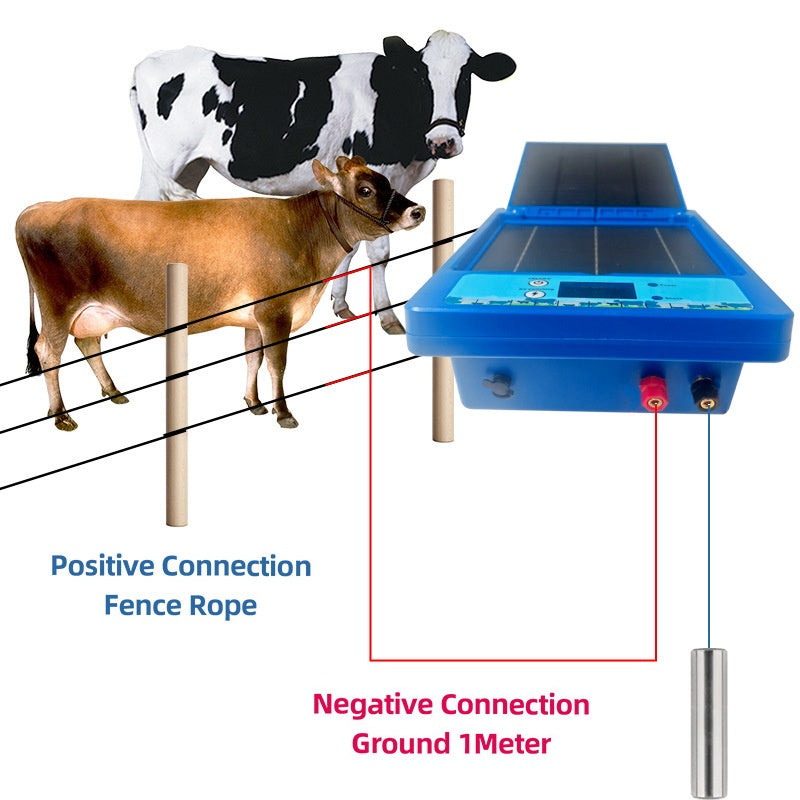Solar Electronic Fence All-in-One Machine with Adjustable Voltage - Blue