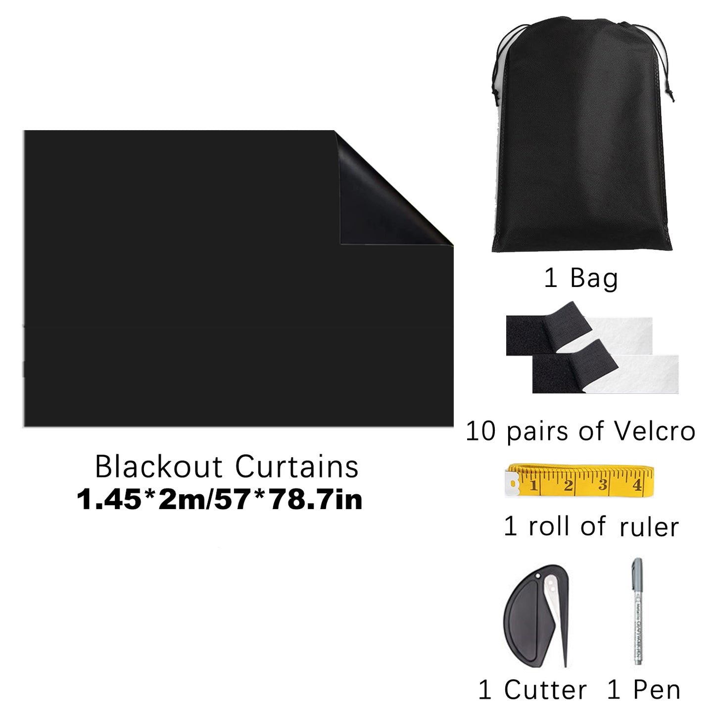 Blackout Shades for Windows - Oxford Cloth, Multiple Sizes