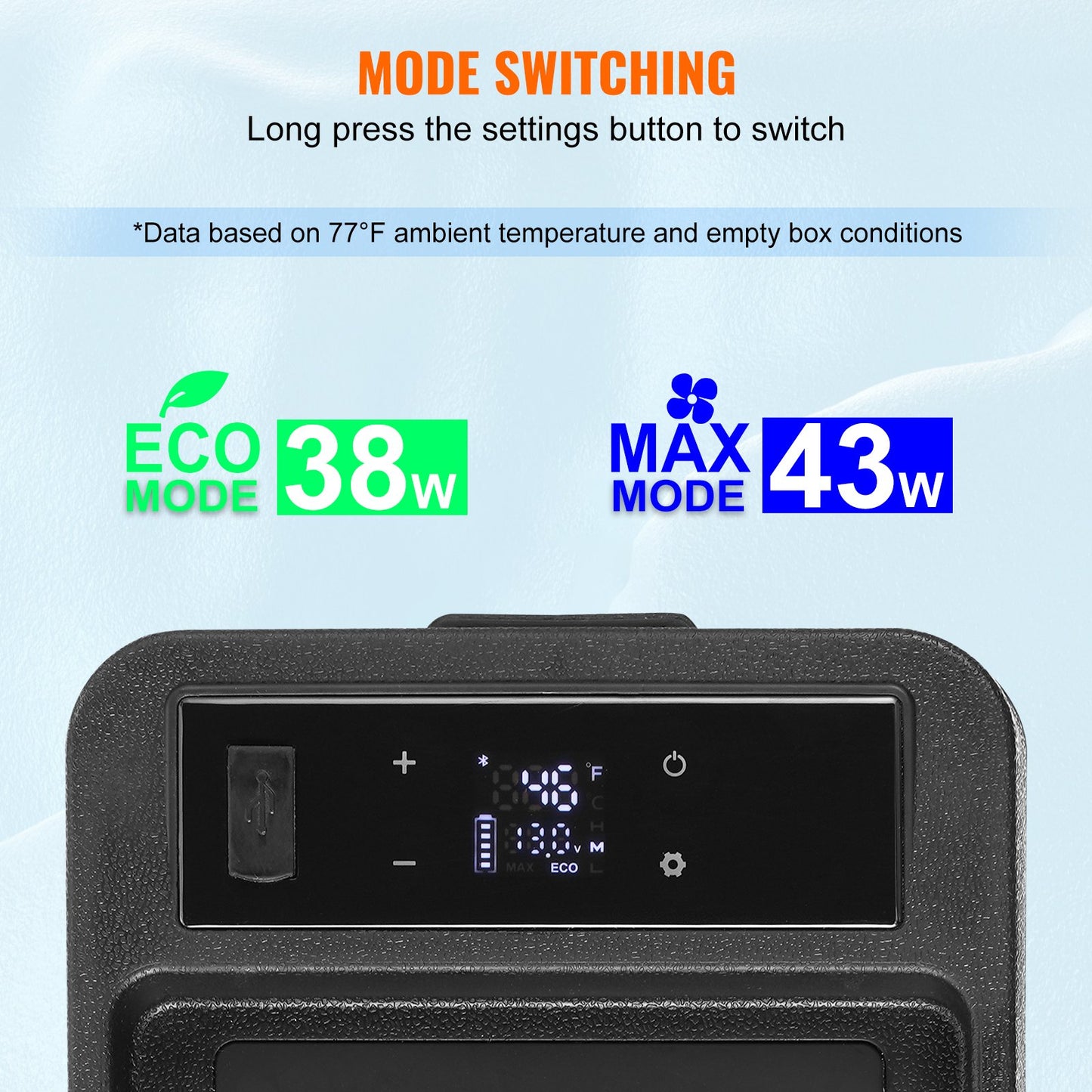 8L Portable Car Refrigerator Freezer - Single Zone, Bluetooth Control, Black