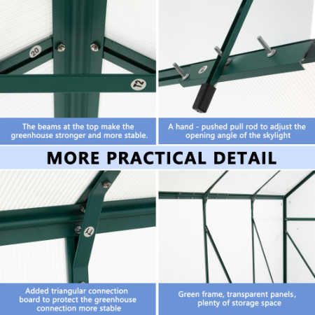 6x8 ft Outdoor Greenhouse with Aluminum Frame & Sliding Door