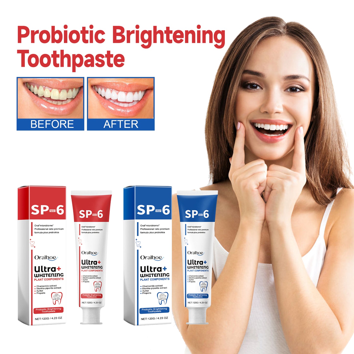 Probiotic Whitening Toothpaste 120g Blue Edition - Deep Clean & Brighten Teeth