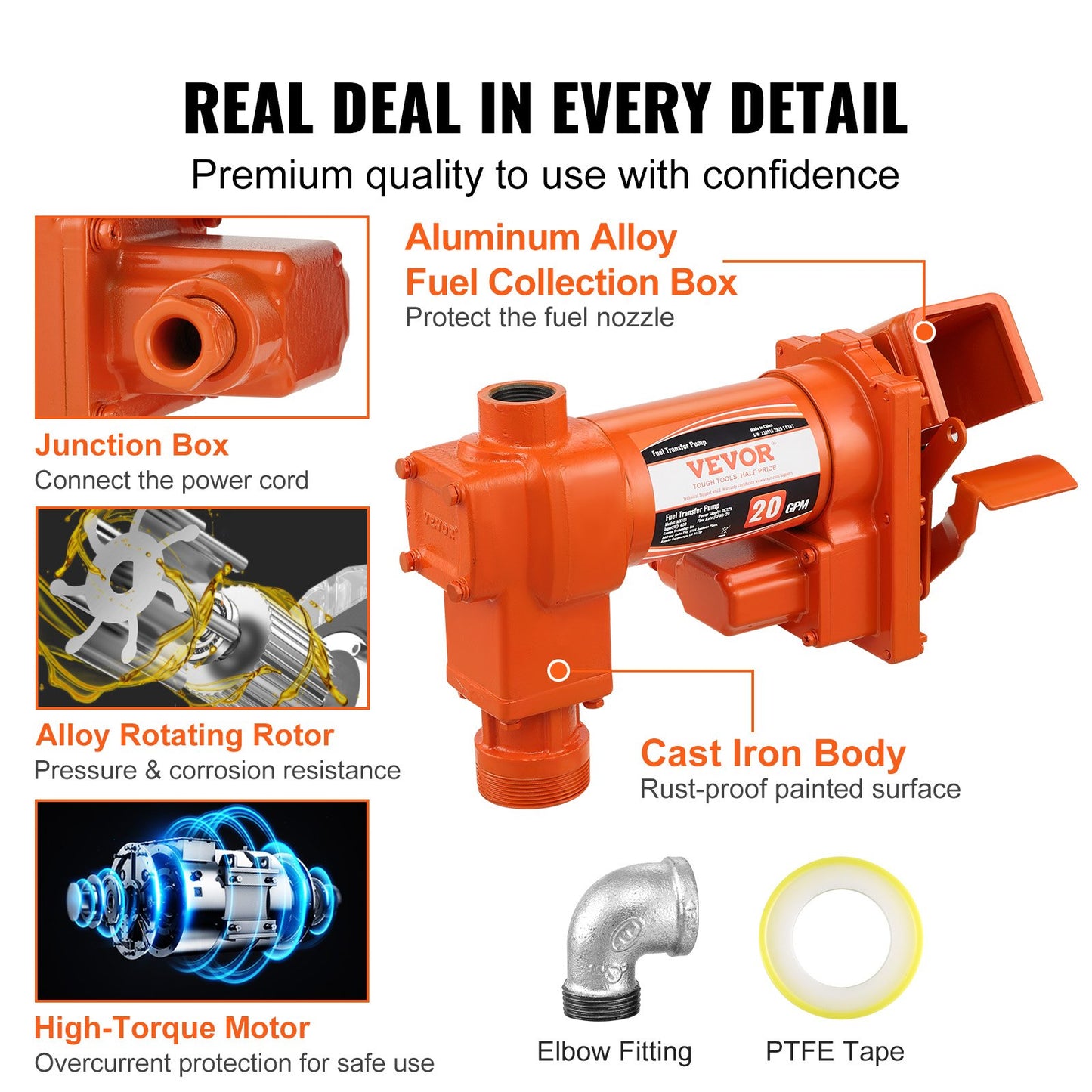 12V DC Fuel Transfer Pump with Collection Box - 20 GPM Gasoline Diesel Kerosene