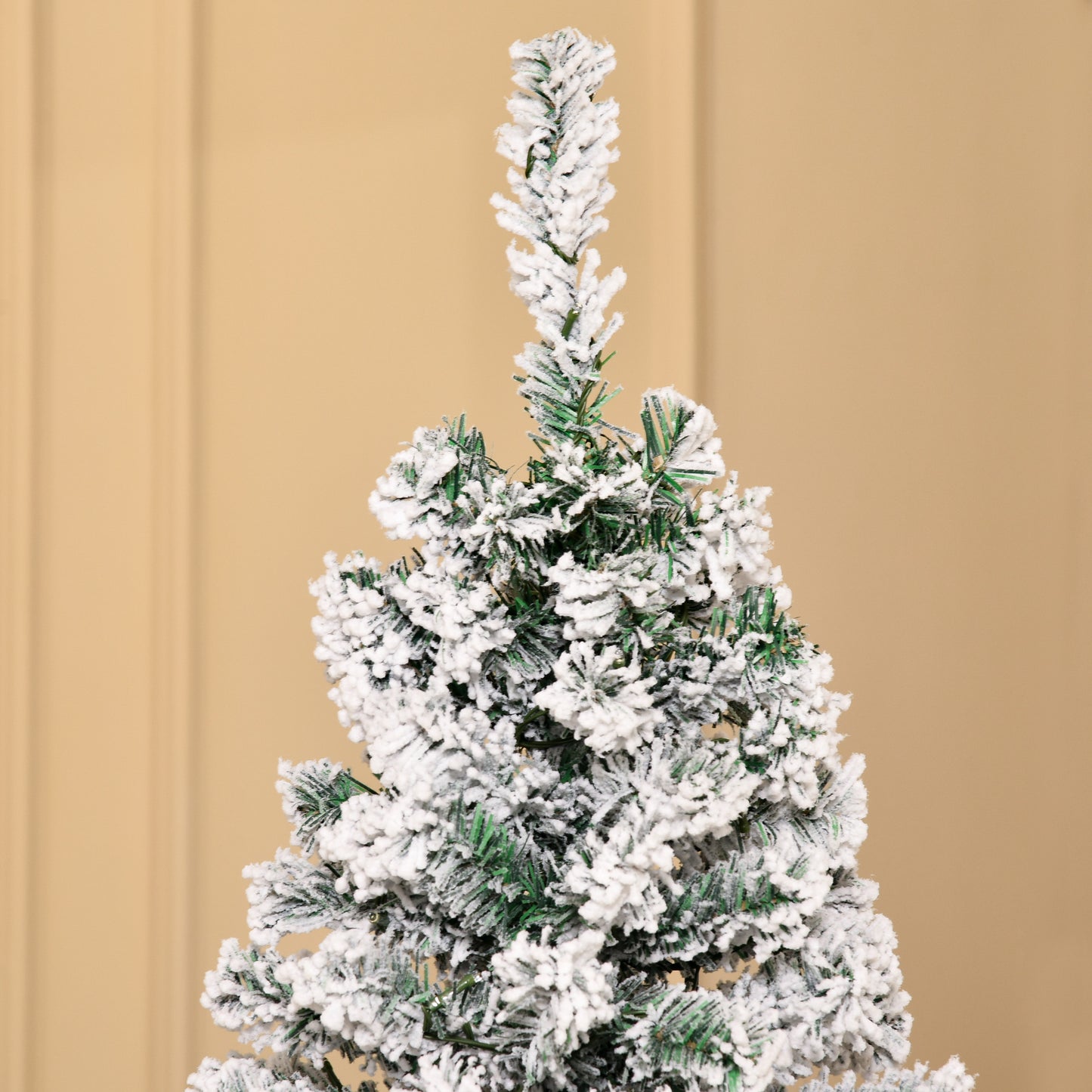 6ft Pre-Lit Snow-Flocked Slim Artificial Christmas Tree - Green