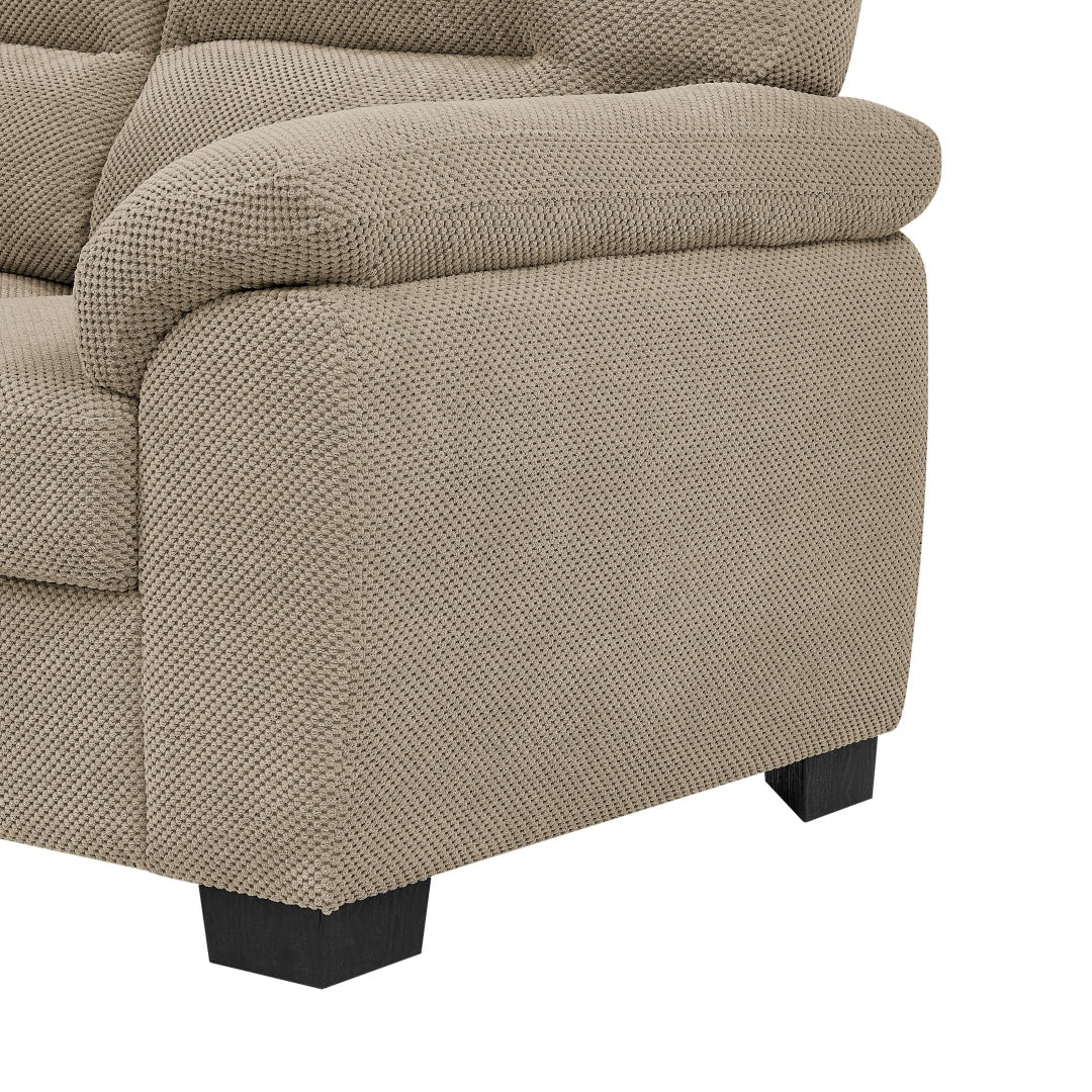 Modern 3-Seater Sofa - Upholstered Textured Fabric Couch - Camel