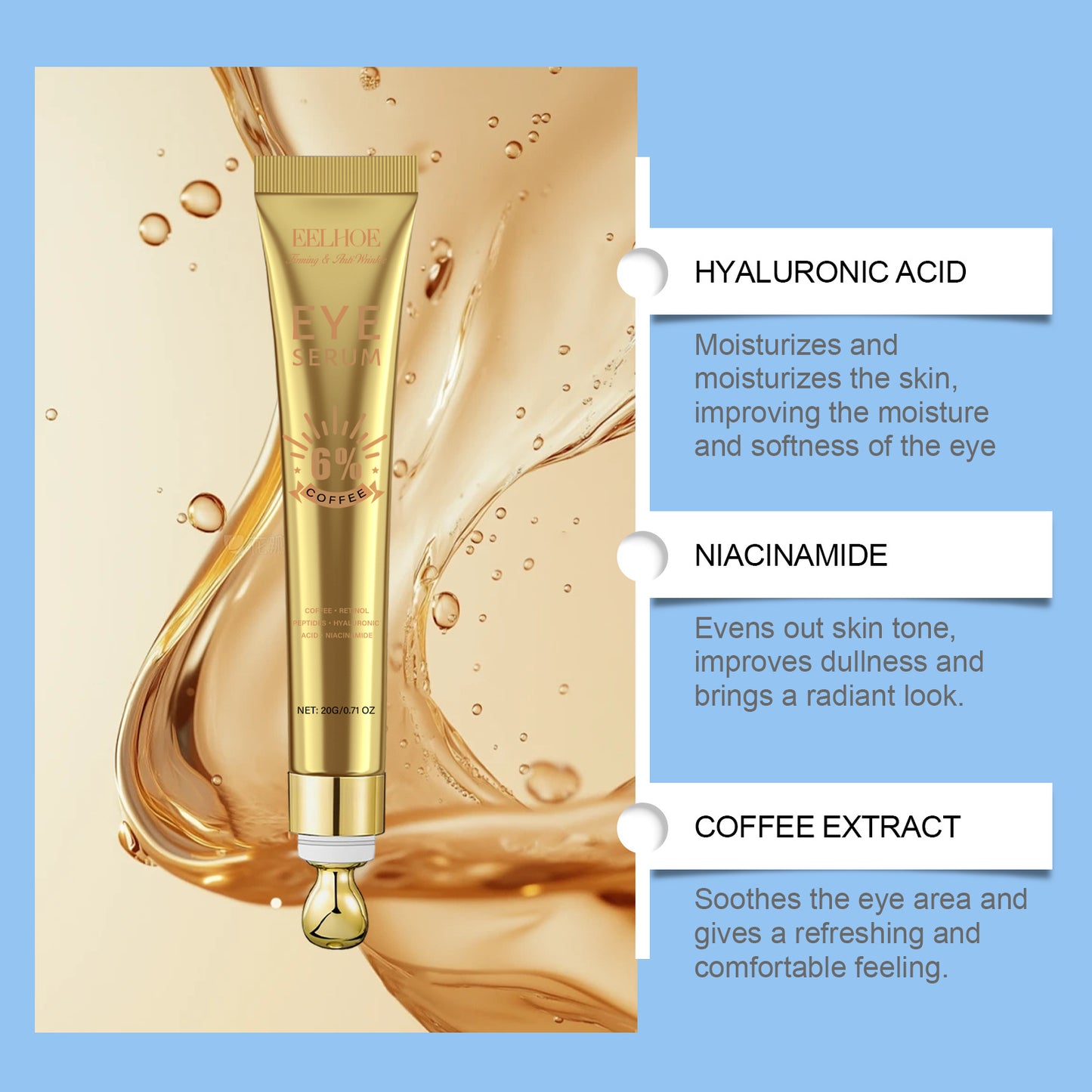 Retinol Eye Cream for Fine Wrinkles Moisturizing 20g - Anti-Aging Skincare
