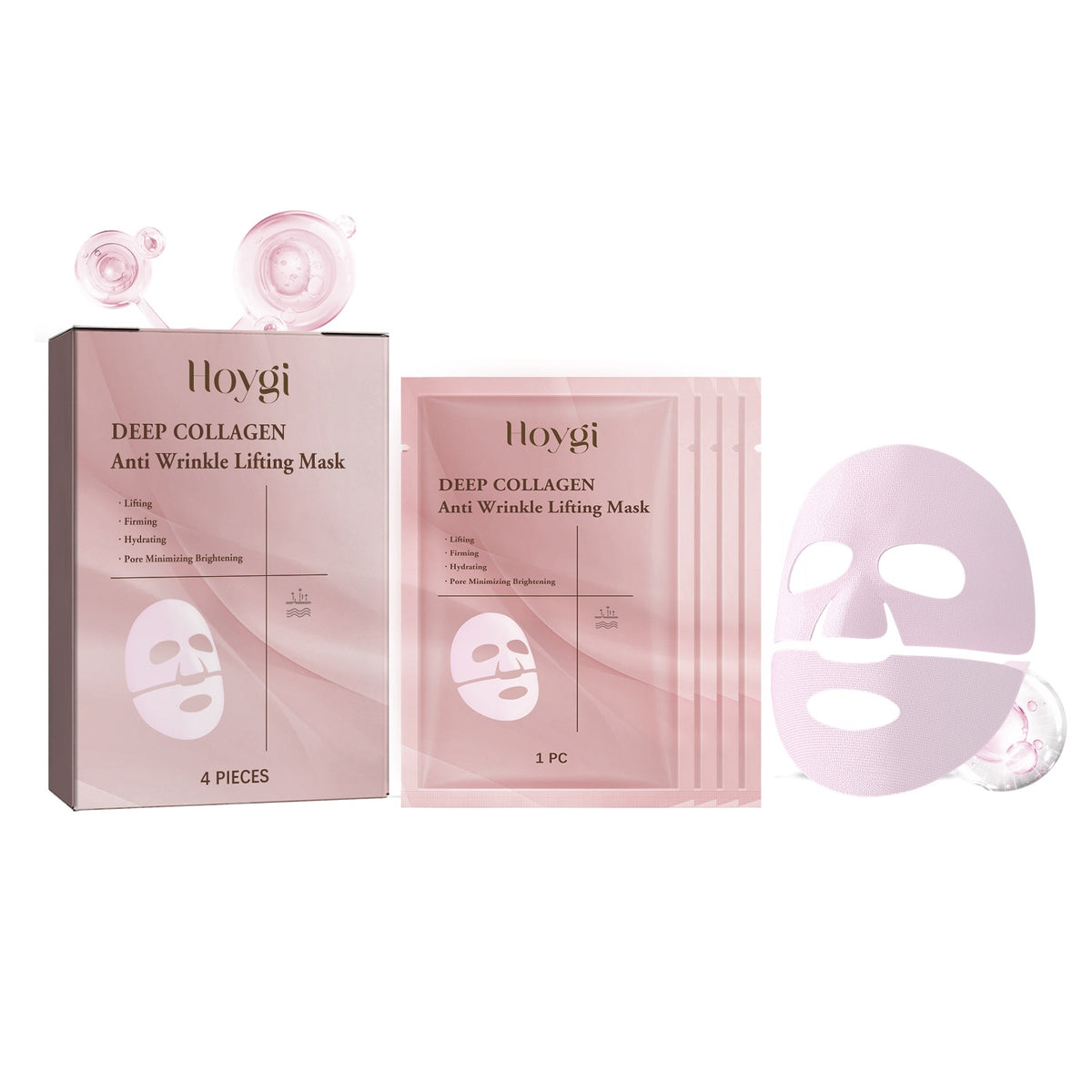 Deep Collagen Anti-Wrinkle Lifting Facial Mask - Hydrating & Firming Skin Care, 1 or 4 Pieces
