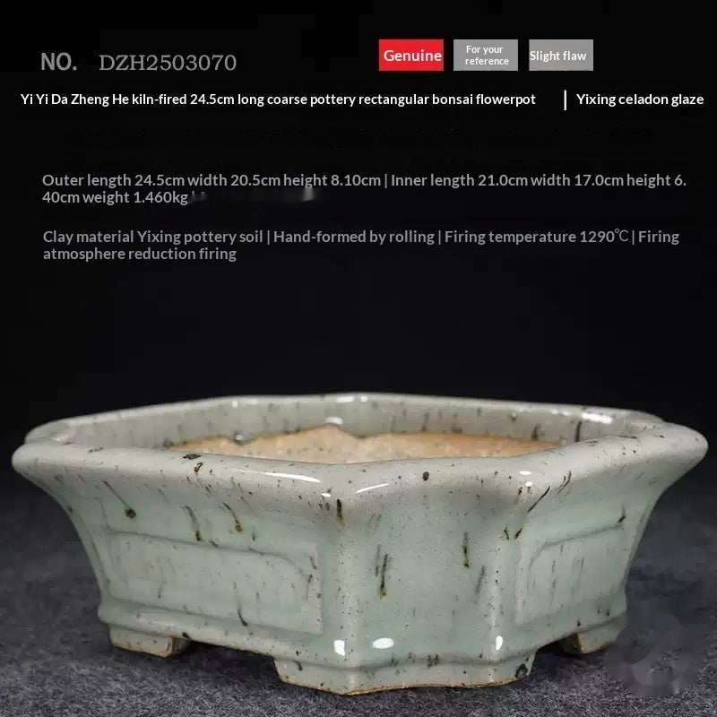 Antique-Style Rectangular Flower Pot with Flared Rim and Drainage Holes