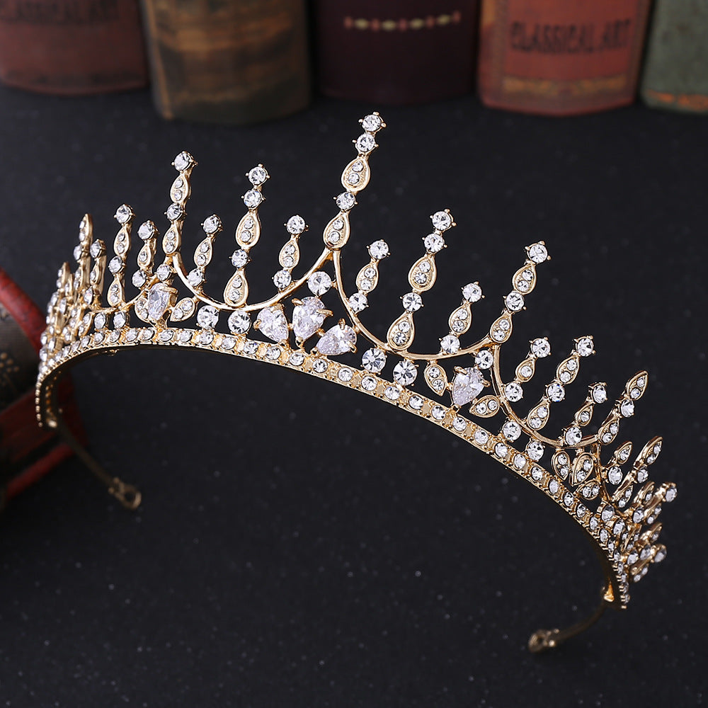 Geometric Alloy Bride Crown with Zircon Inlay