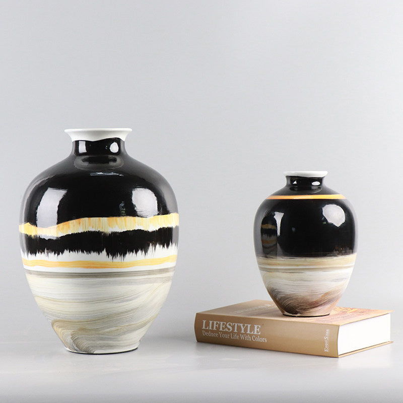 Modern Ceramic Vase with Creative Chinese Design - Home Decor
