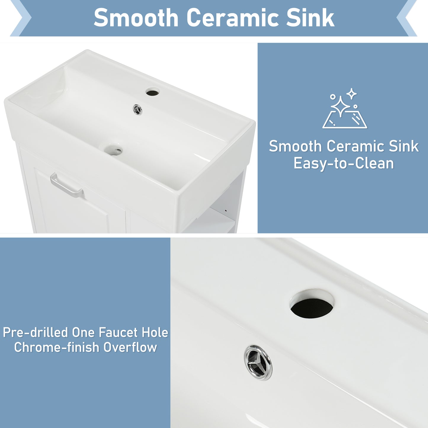 21.8 Inch Wall Mounted Bathroom Vanity with Sink - White
