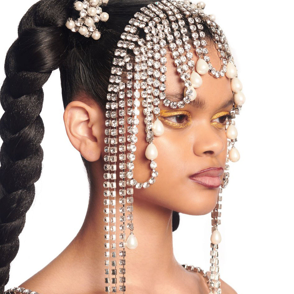 Exaggerated Long Tassel Hair Chain Hoop