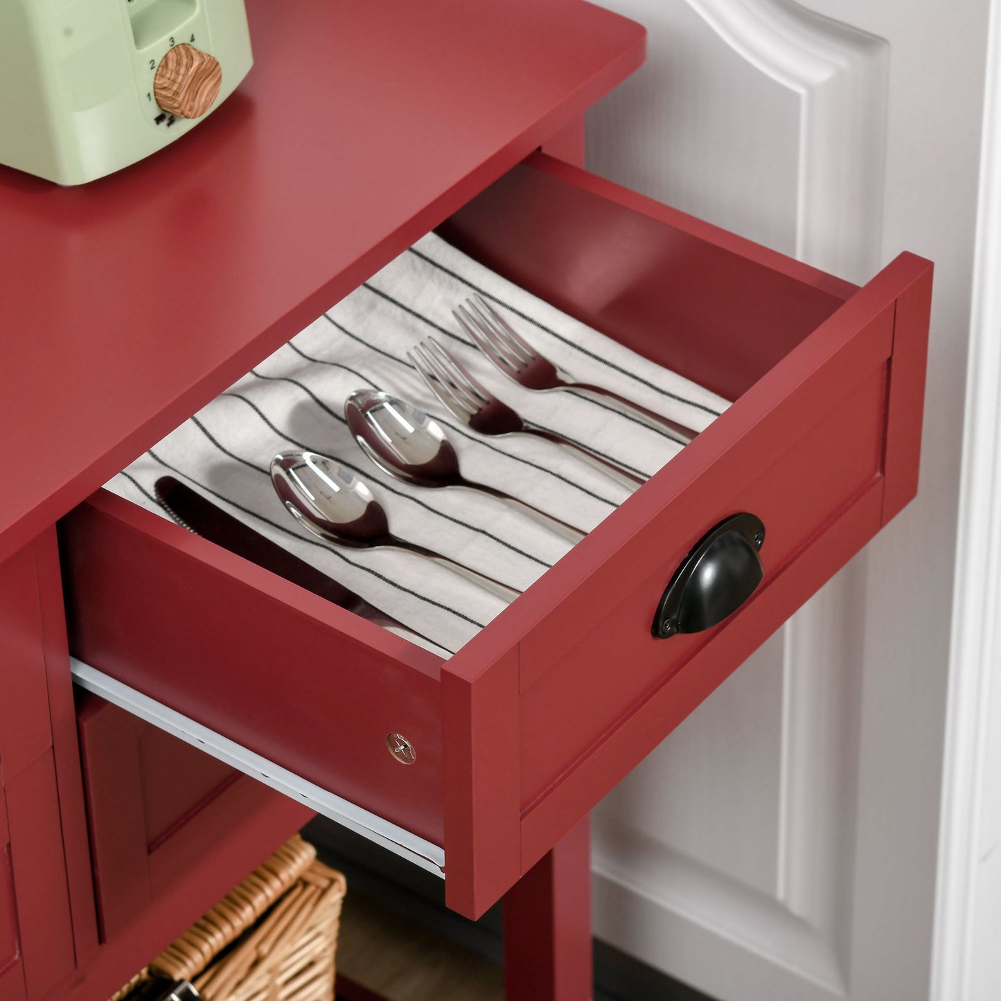 Sideboard Buffet Cabinet with Storage, Modern Coffee Bar 4 Drawers