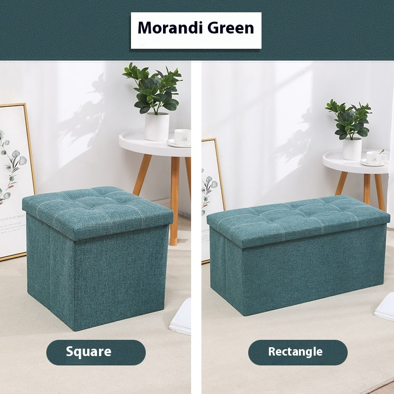 Foldable Shoe Storage Bench with Cotton Linen Upholstery - Multi-Color