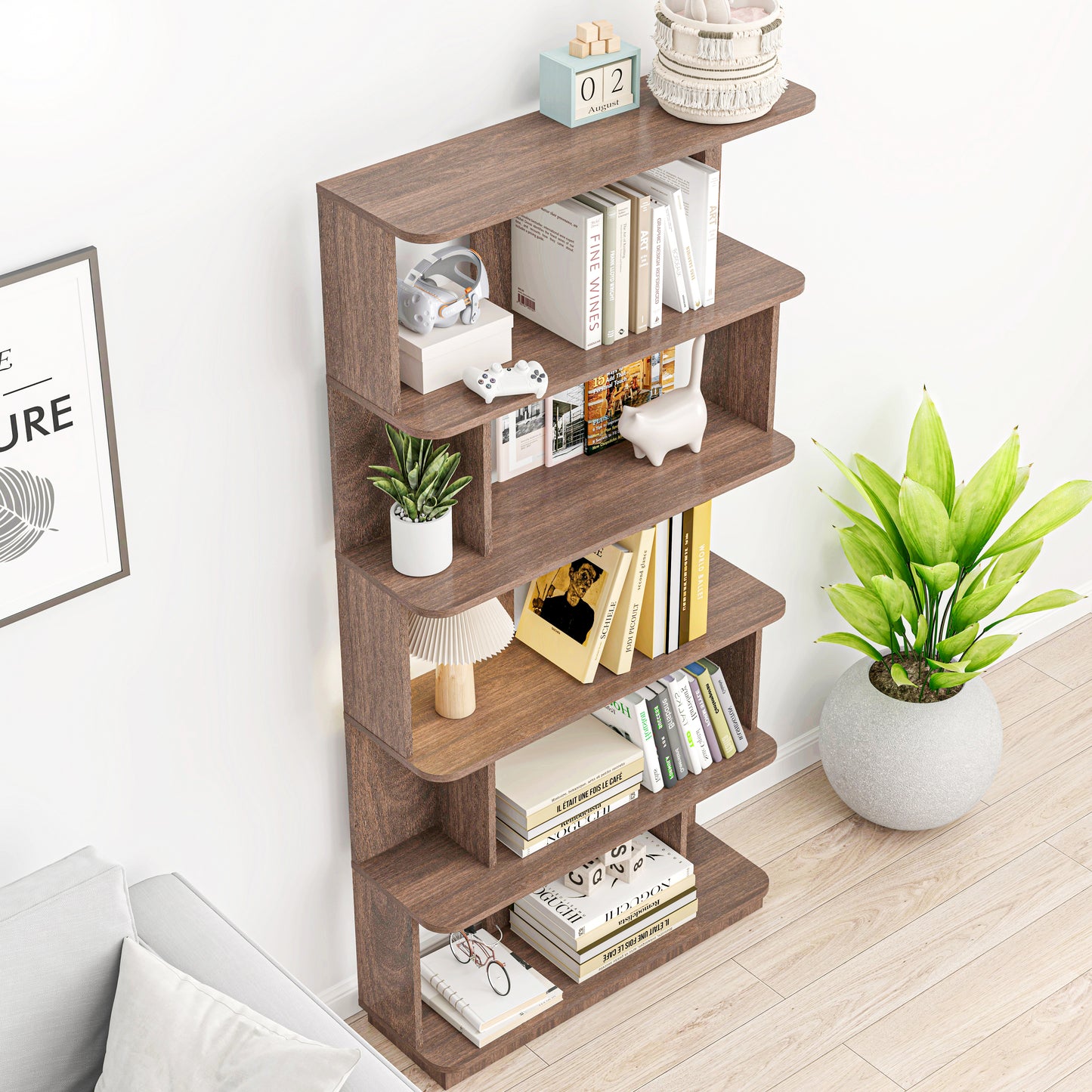 31.5L X 64.56H Free Combination Bookshelf Modern 5-Tier Open Storage