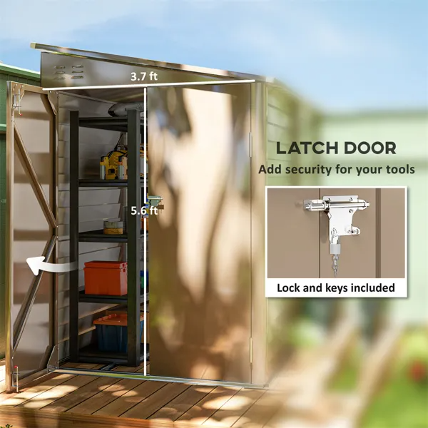 Galvanized Steel Garden Shed with Brown Finish, 38 sq ft Outdoor Storage