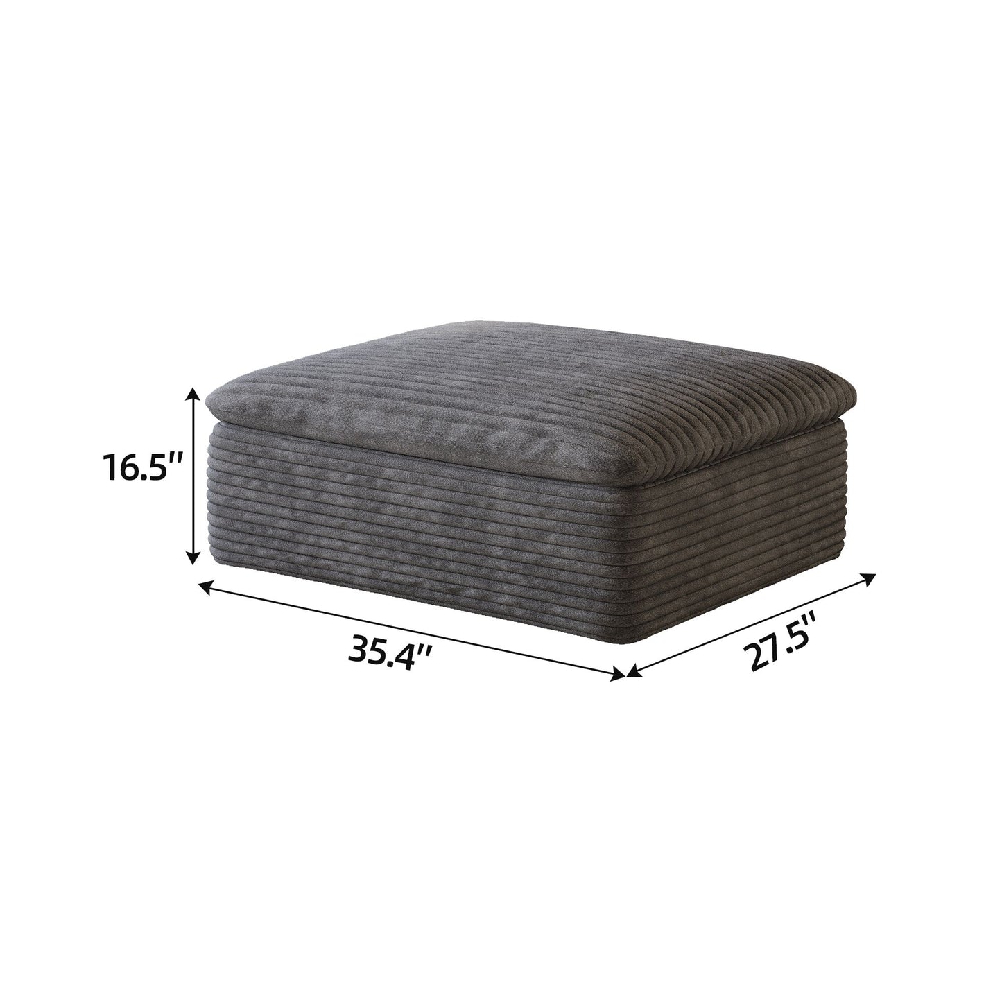 Dark Grey Ottoman - Fabric Foam Cushion for Living Space