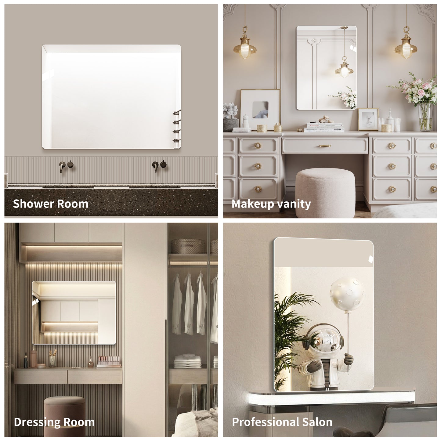 Modern Frameless Bathroom Mirror - 36 x 30 Inch Rectangular