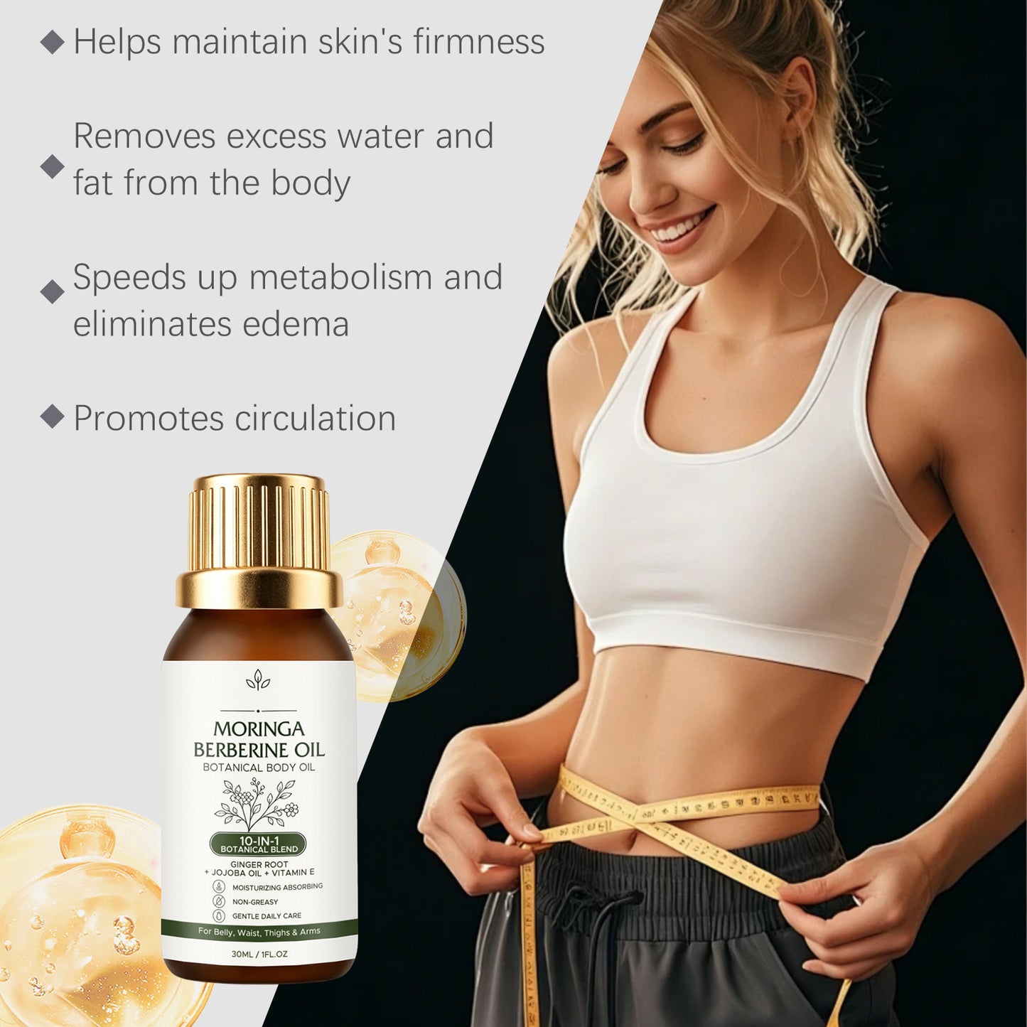 Moisturizing Body Oil with Moringa & Jojoba Oils - 30ml Nourishing Skin Care
