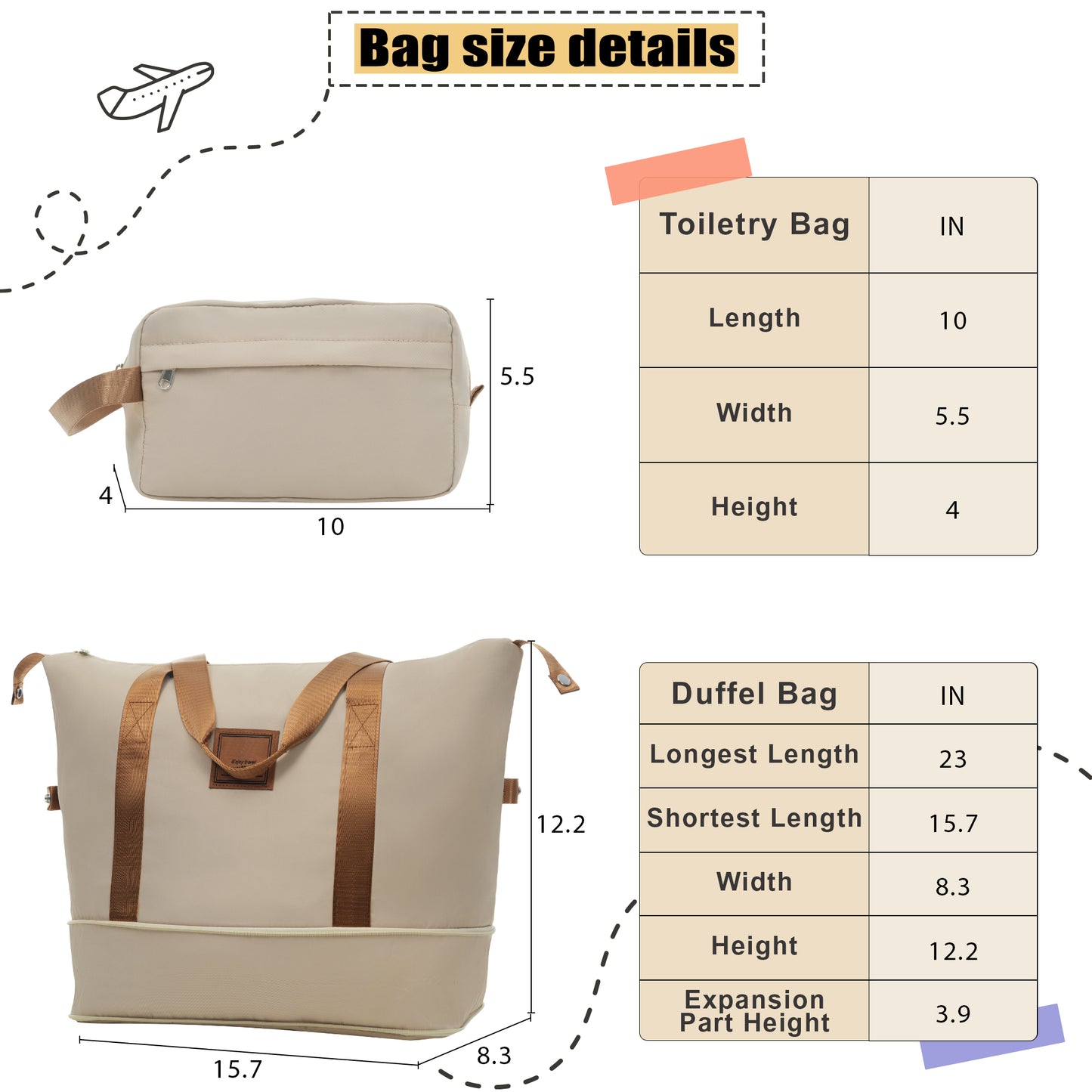 Expandable Softside Luggage Set with Duffel Bag - Khaki, 3 Pieces