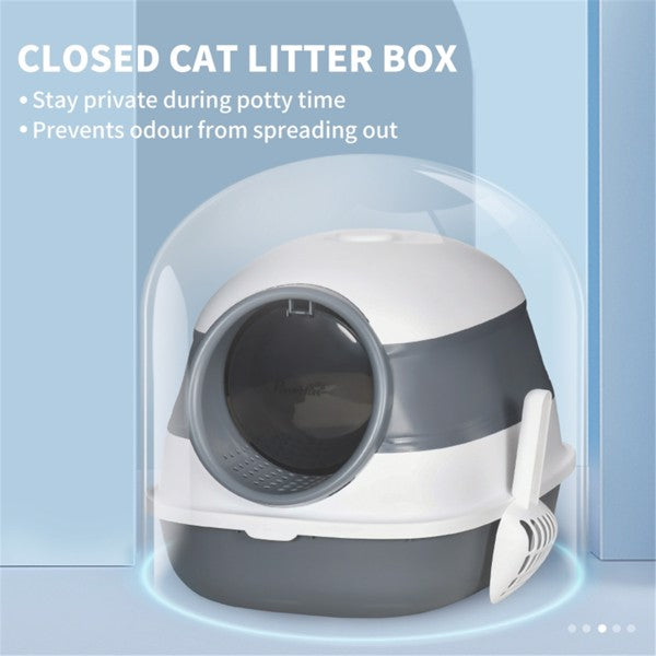 Cat Climbing Tower with Enclosed Rest Area and Litter Box
