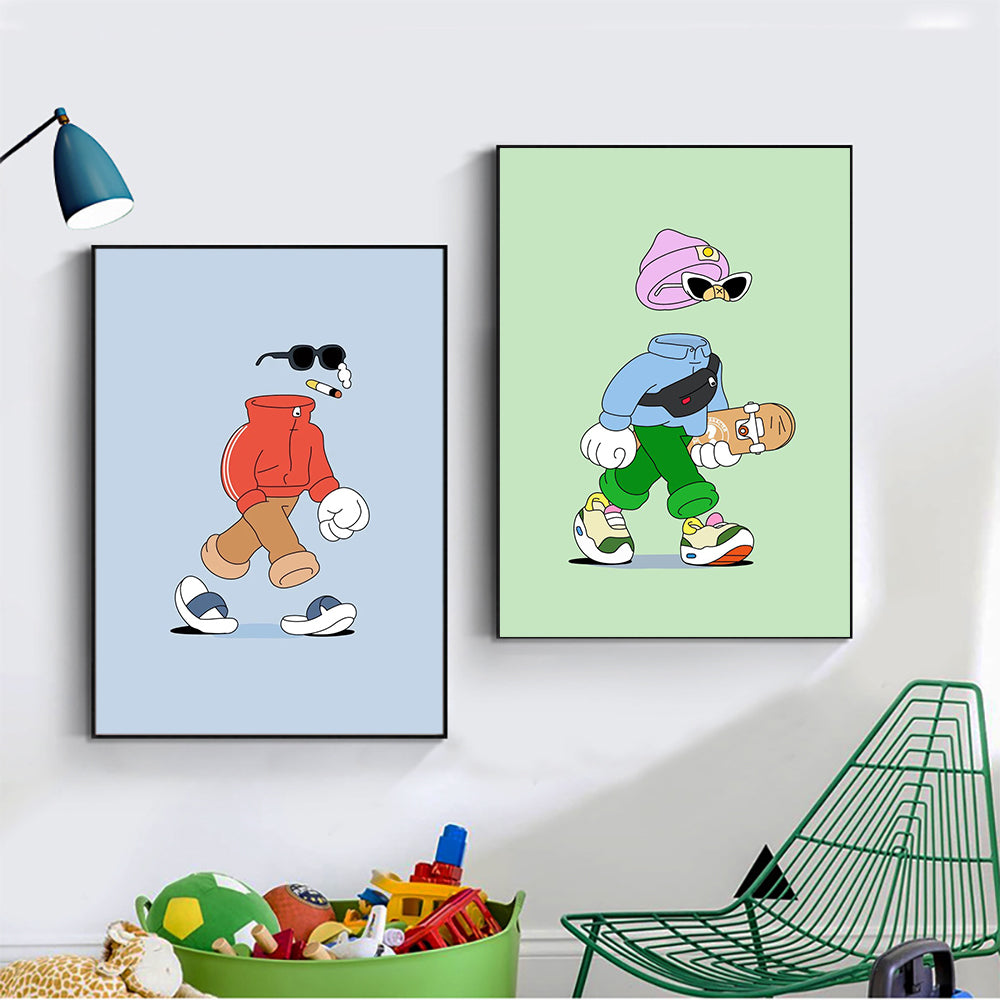 Sports Cartoon Characters Wall Art Poster Canvas Painting for Living Room