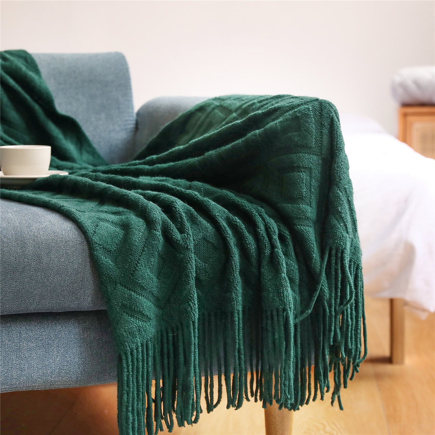 Summer Air Conditioning Nap Blanket - Knitting Home Textiles with Geometric Pattern