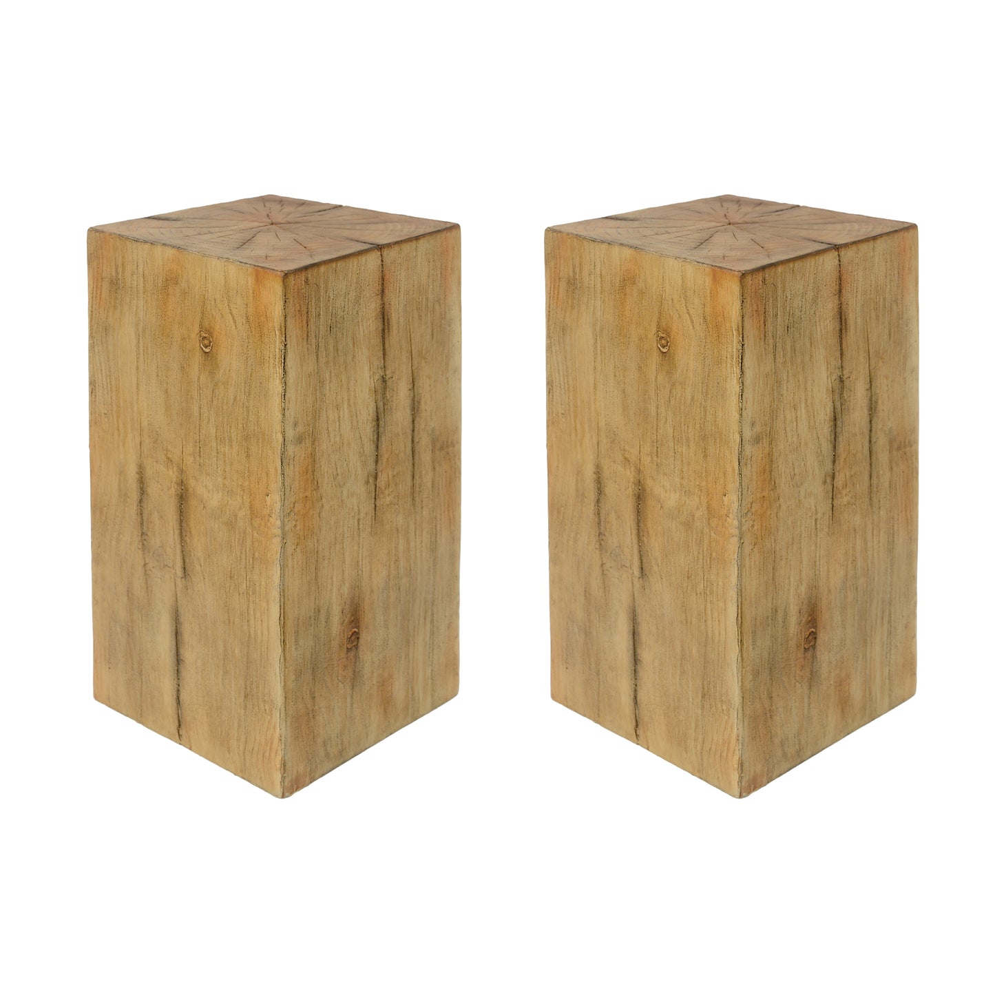 Wood-Look Square-Column MGO End Table, H27.75 ,Wood-Like Distressed