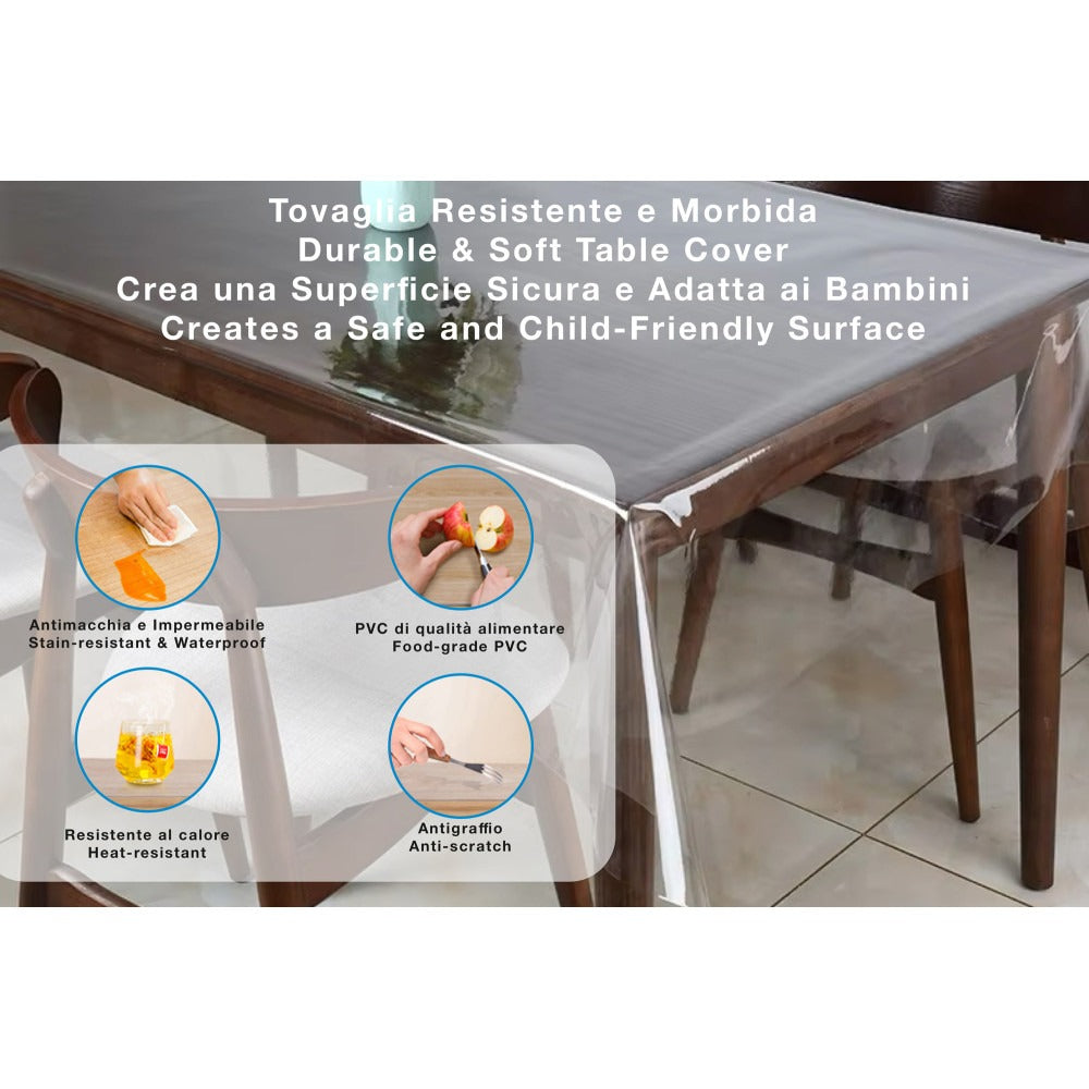 Clear Table Protector Mat - Heavy Duty 2.0mm Waterproof PVC Cover