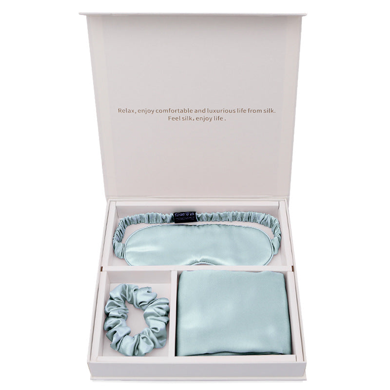 Silk Eye Mask Pillowcase Set with Hair Band - Sleep & Relaxation Gift Box