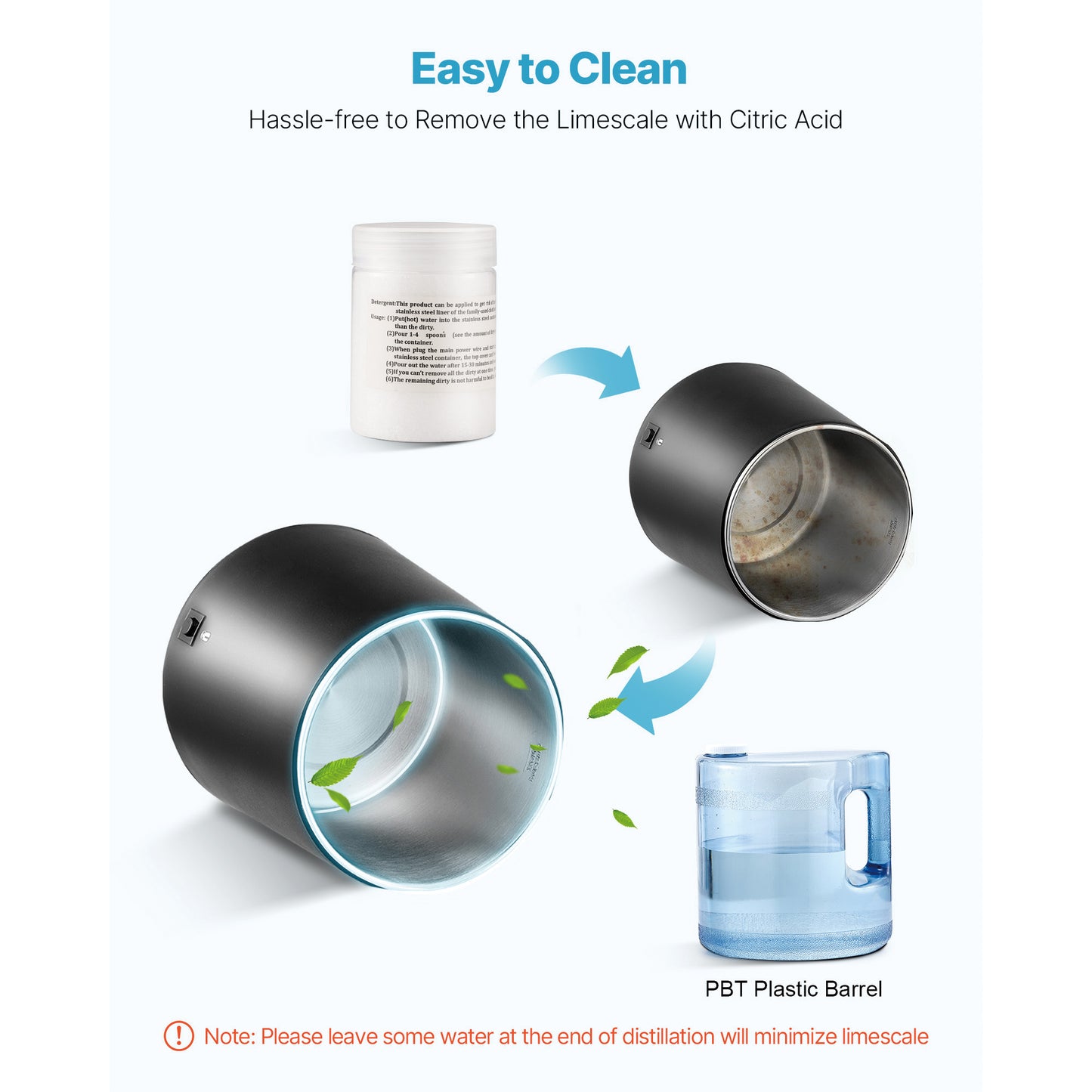 Large 6L Water Distiller - 900W Countertop Water Purifier for Home Use