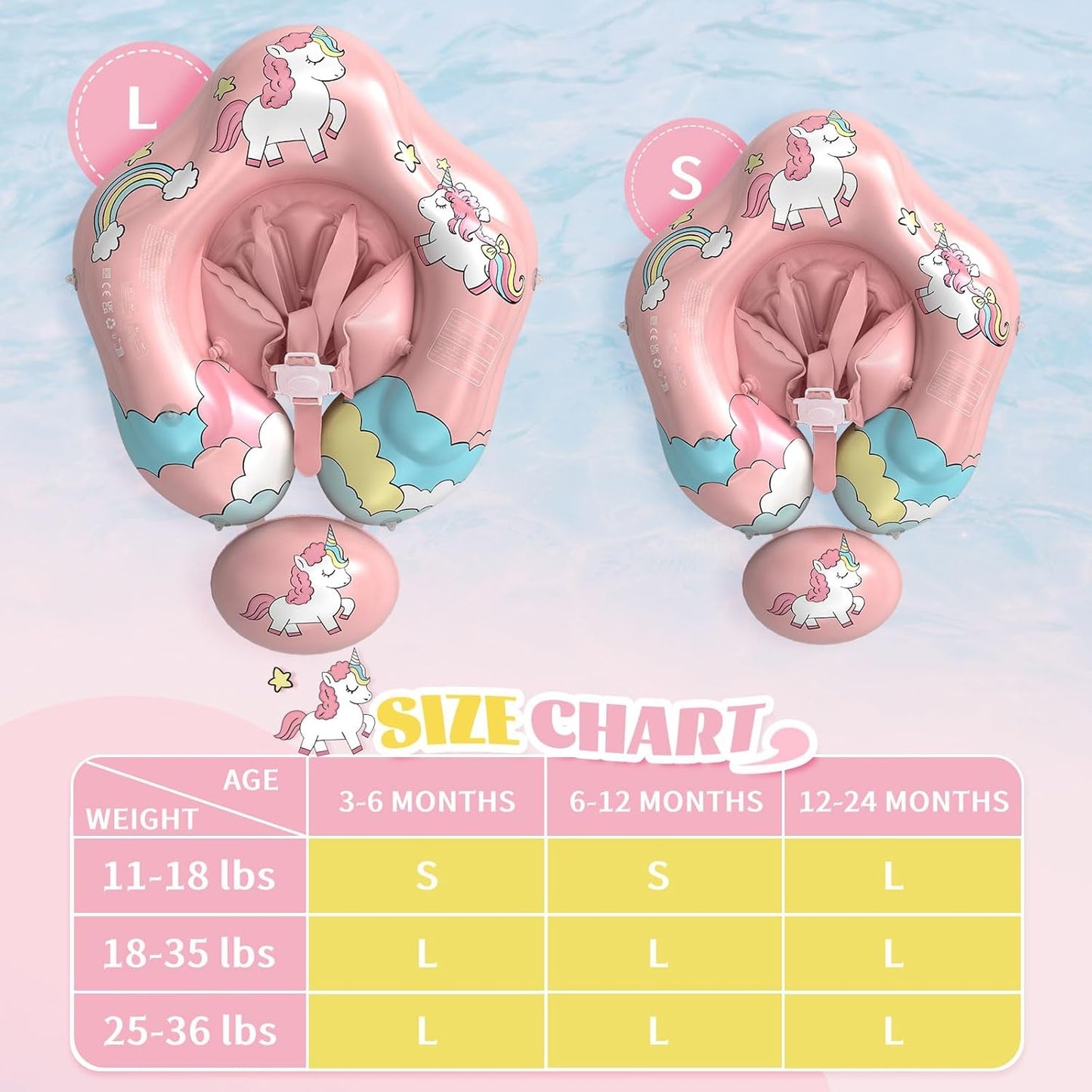 Inflatable Baby Swimming Ring with Safety Seat & Sunshade Canopy