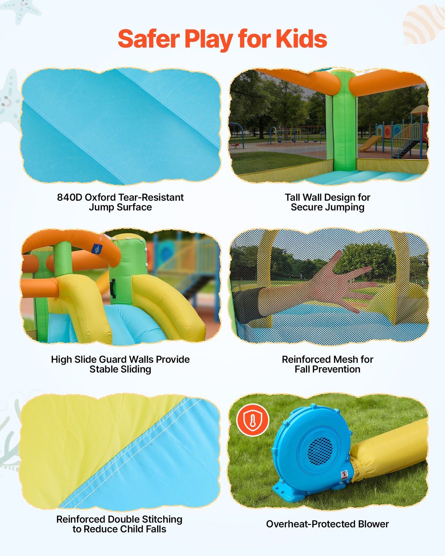 Inflatable Water Slide & Bouncer Castle for Kids - 12.5x13.1ft with Pool & Basketball Hoop