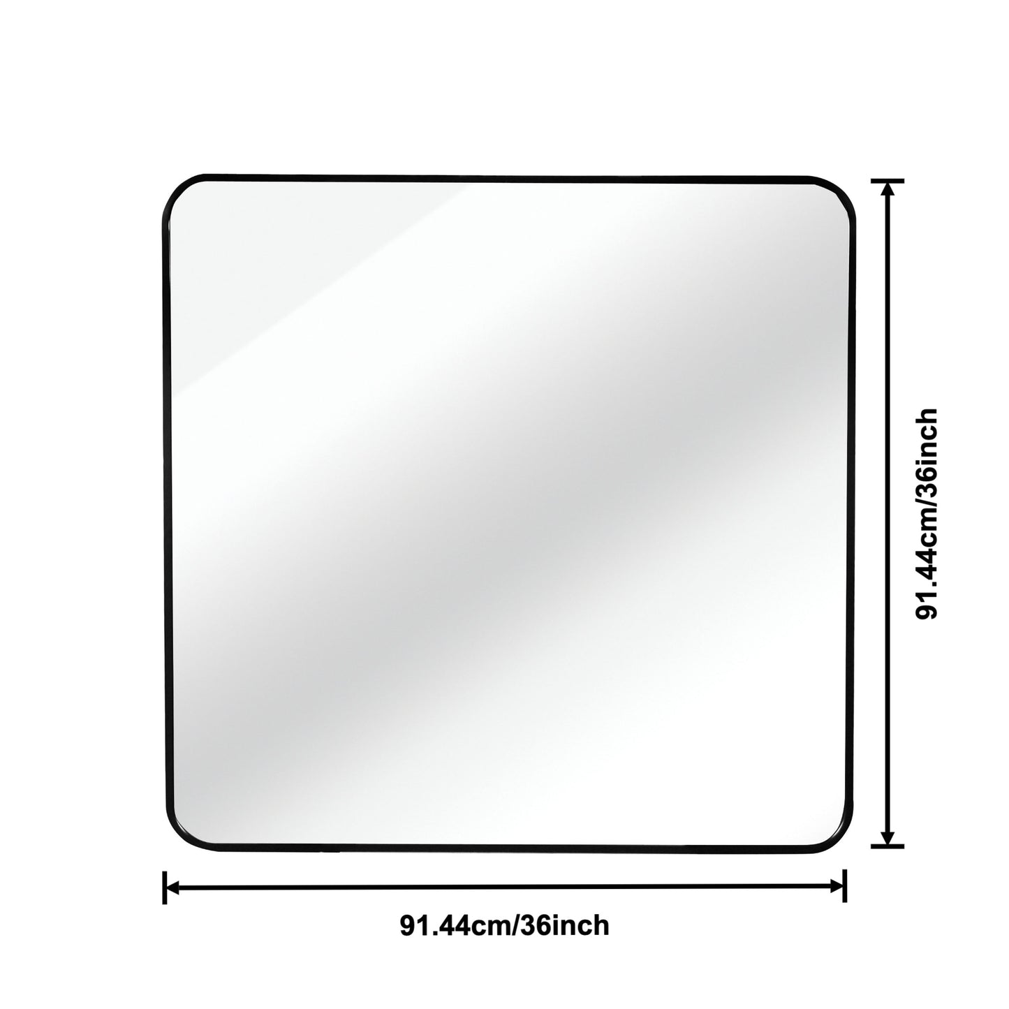 36-Inch Black Metal Framed Square Bathroom Wall Mirror