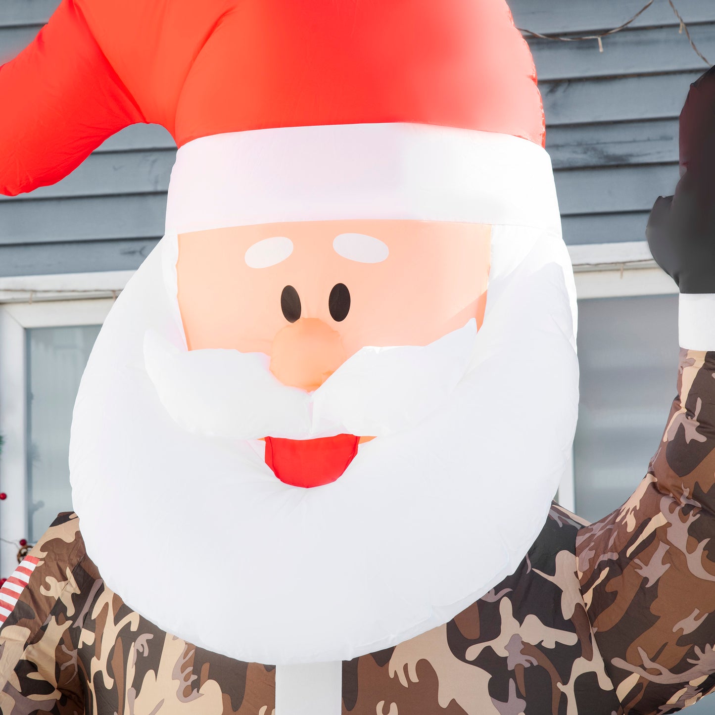 8-Foot Inflatable Camo Santa Claus Decoration with LED Lights