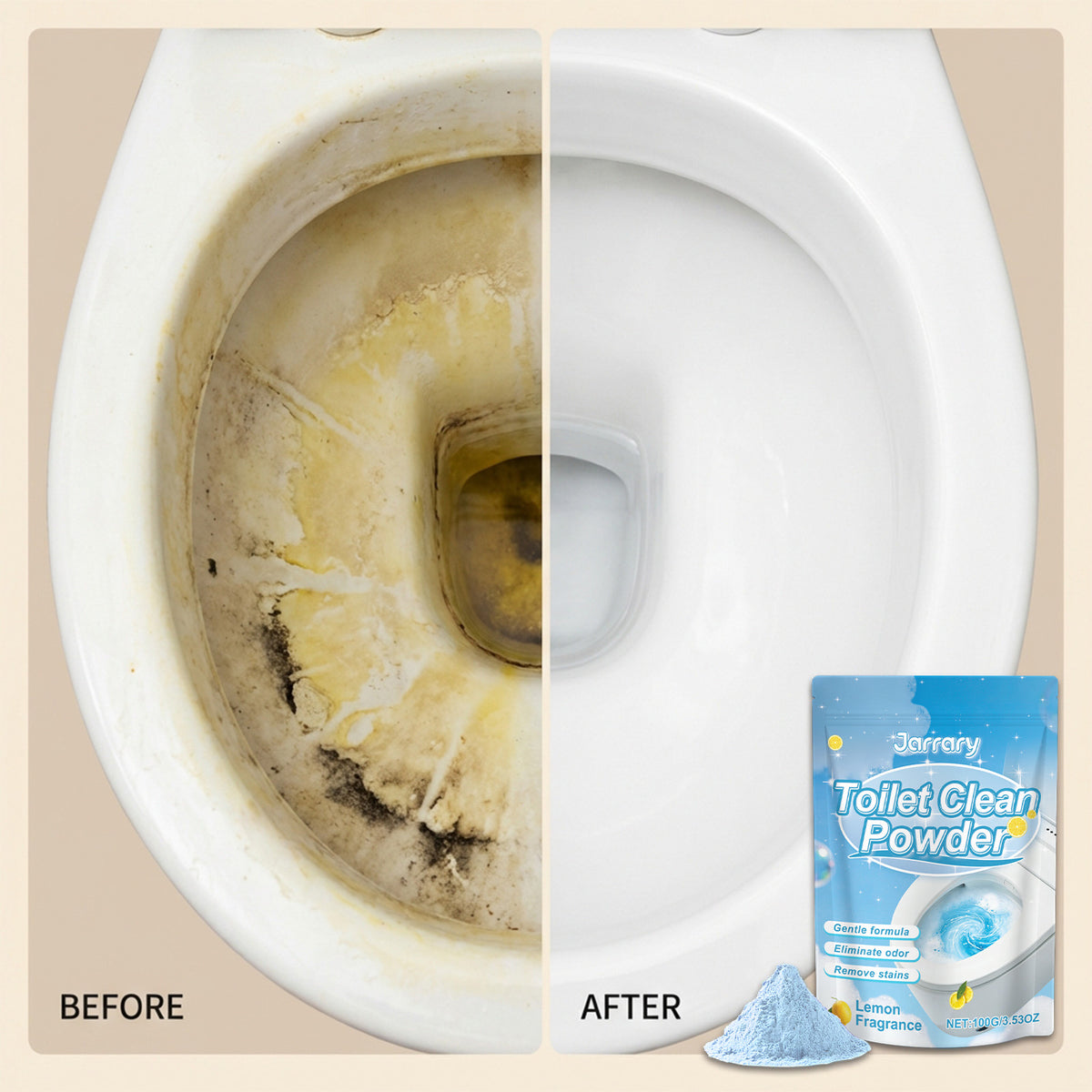 Toilet Cleaning Powder 100g - Stain Removal, Easy to Use, Pack of 3