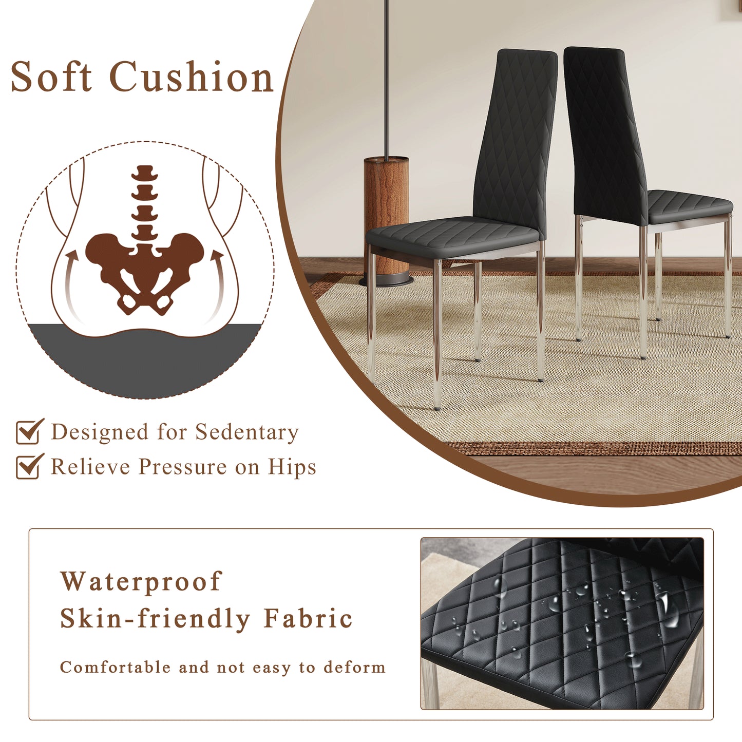 Modern Style Dining Chairs Set Of 6 In Black, Essential For