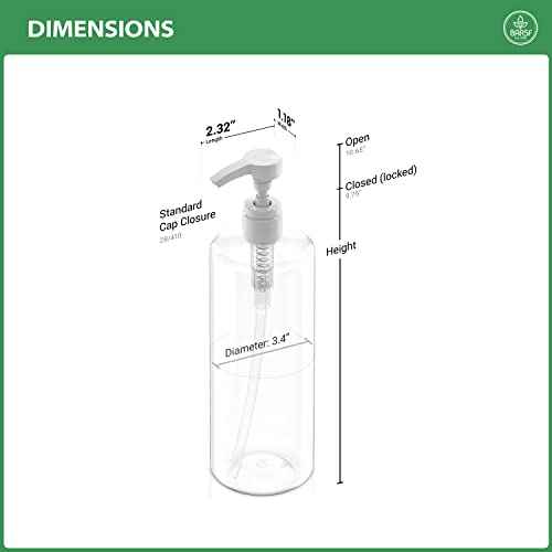 Bar5F Pump Bottle 32-Ounce 1-Liter Empty for Shampoo Conditioner Body Wash Lotion BPA-Free Crystal-Clear (Pack of 1)