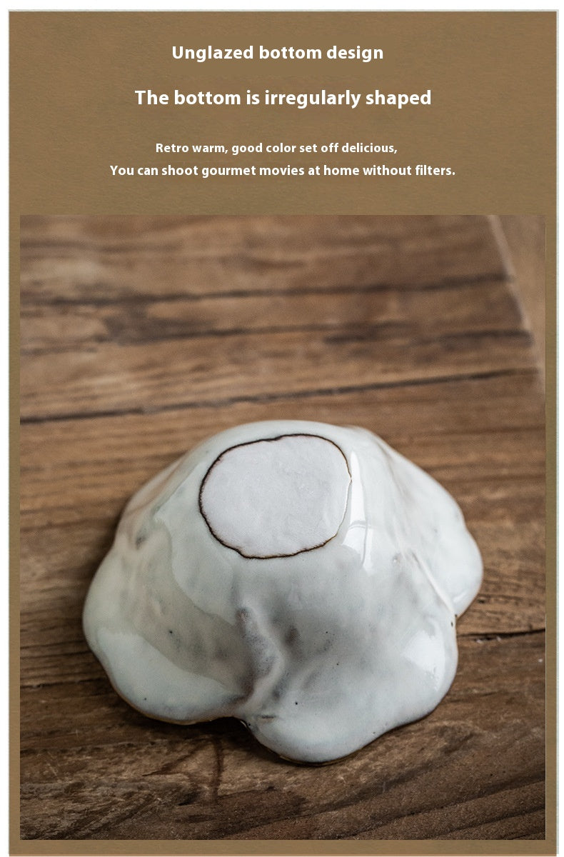 Ceramic Petals Seasoning Dish - White Porcelain Tableware for Kitchen