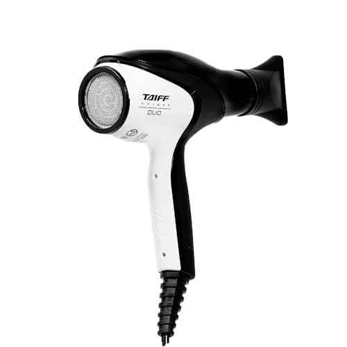 Taiff Unique Duo Professional Hair Dryer – 127V | 1875W Power | AC Motor | Tourmaline + Ionic & Ceramic Technology | Titanium Elements | 2 Concentrator Nozzles (Gray)