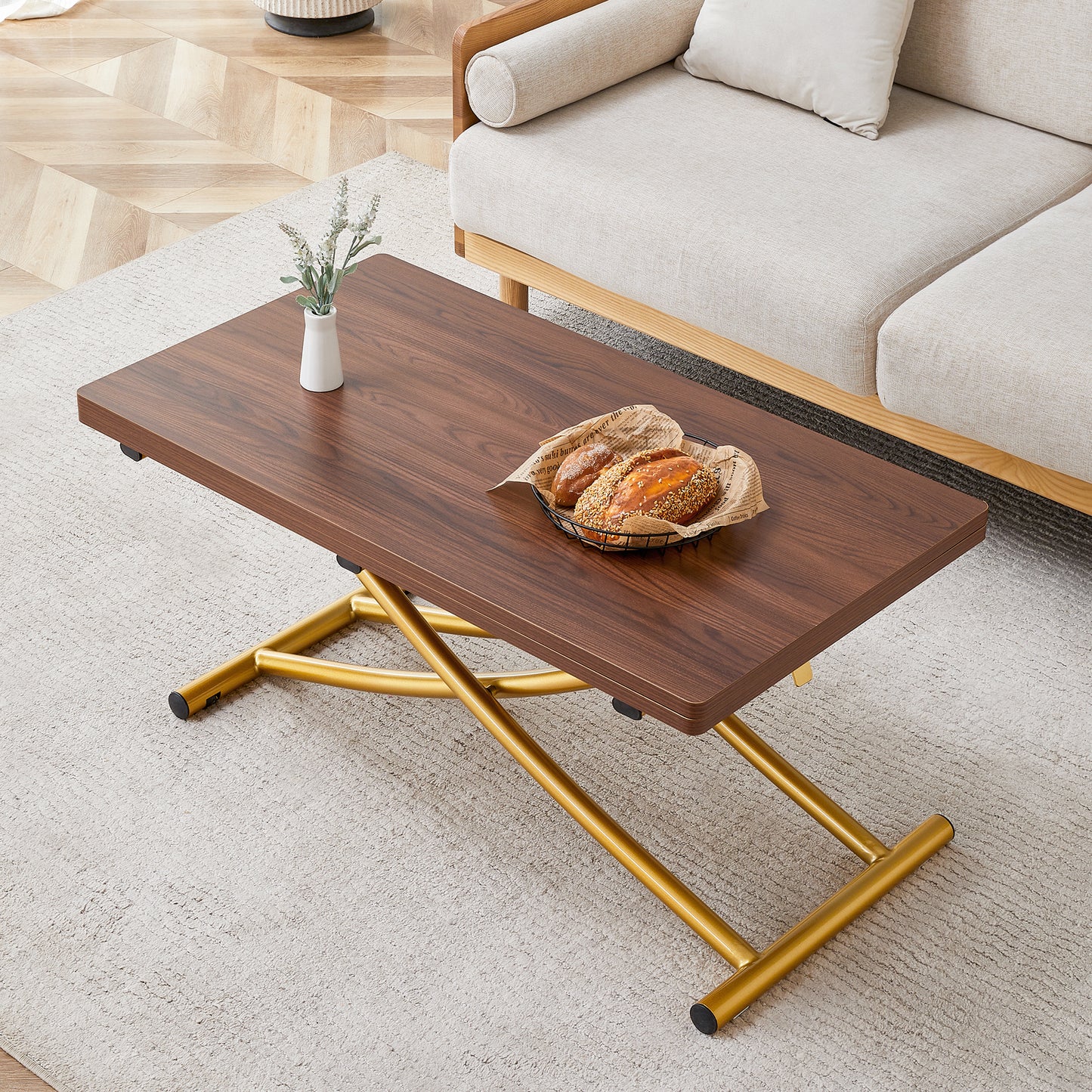 Modern Minimalist Multifunctional Lift Table With 0.8 Inch Thick MDF